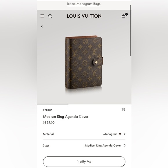 Authentic Barely Used LOUIS VUITTON Medium Ring Agenda Cover in Monogram - Picture 2 of 5